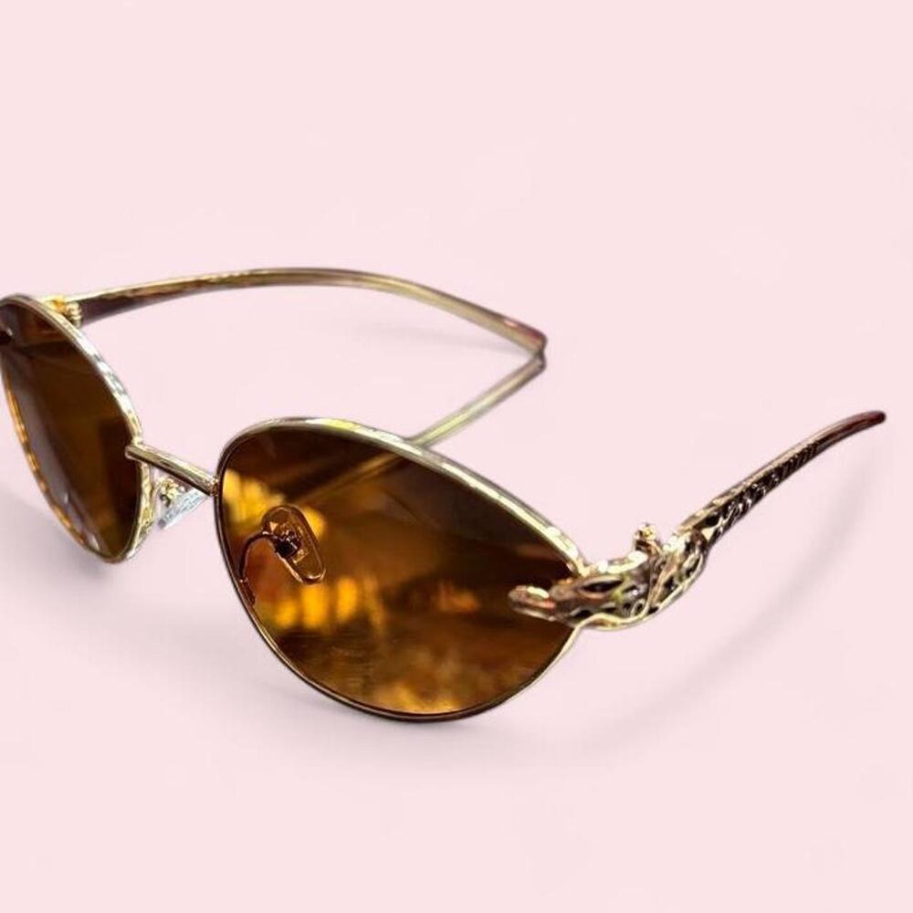 Gold y2k Cat Eye Cheetah Women Sunglasses Chic Look